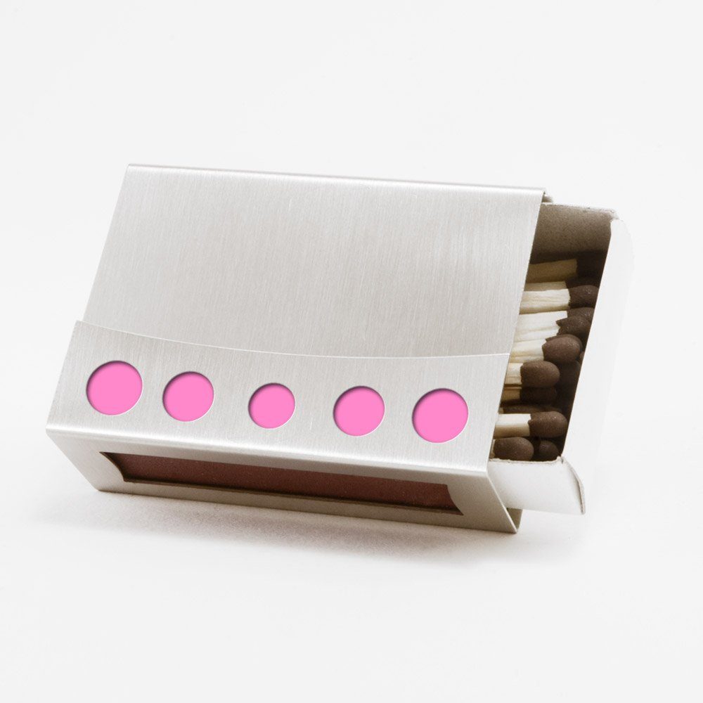 Streichholzschachtel - Huelle "Light" aus Edelstahl in pink