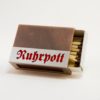 Streichholzschachtel - Huelle "Ruhrpott" aus Edelstahl und Kupfer mit roter Schrift
