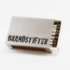Streichholzschachtel - Huelle "Brandstifter" aus Edelstahl mit schwarzer Schrift