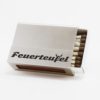 Streichholzschachtel - Huelle „Feuerfeufel“ aus Edelstahl mit schwarzer Schrift