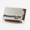 Streichholzschachtel - Huelle „Feuerholz“ aus Edelstahl mit schwarzer Schrift